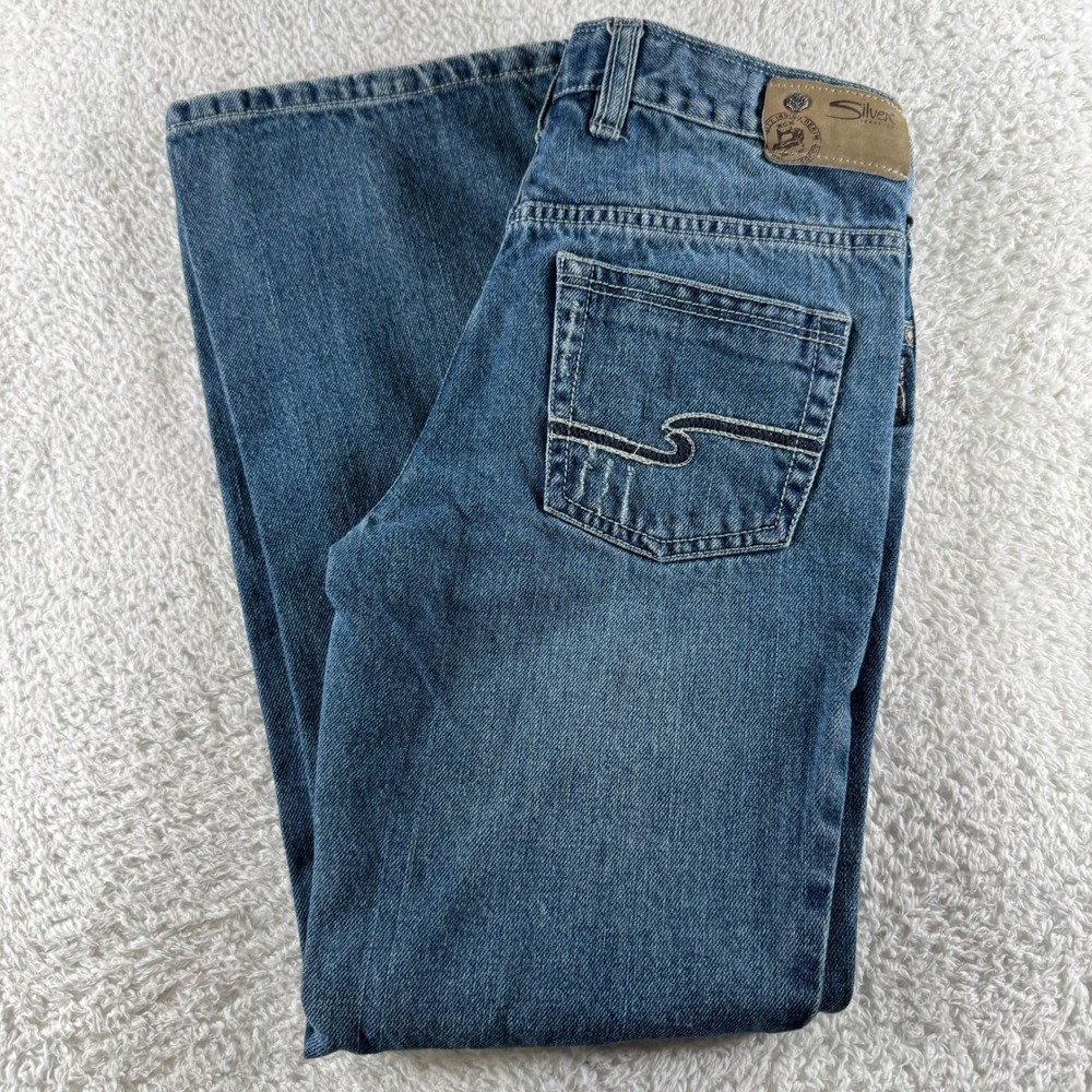 SILVER Triple 5 Boys ZANE Blue Stretch Denim Jeans Size 10 (26x24) Zip Flaw